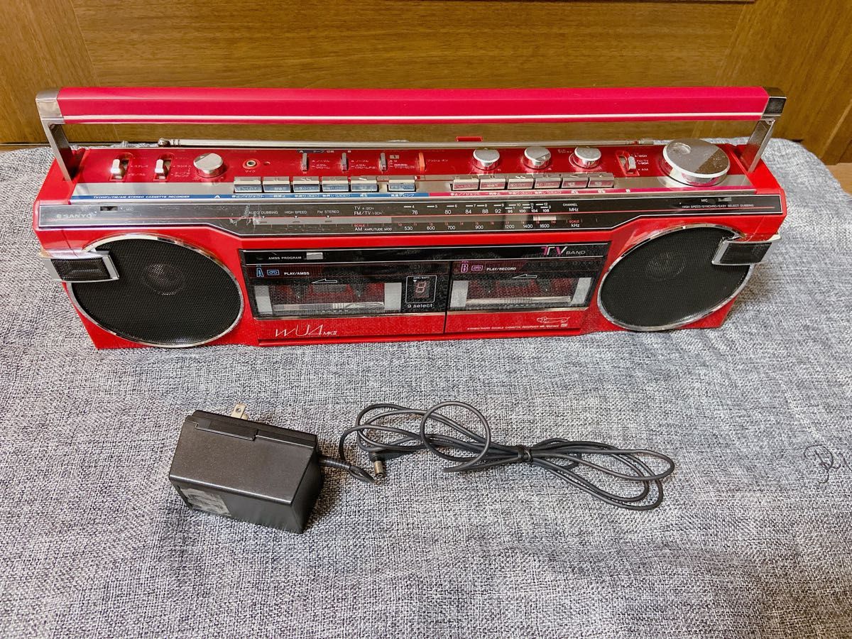 昭和レトロ ダブルラジカセ SANYO ジャンク品 純正コード付｜Yahoo