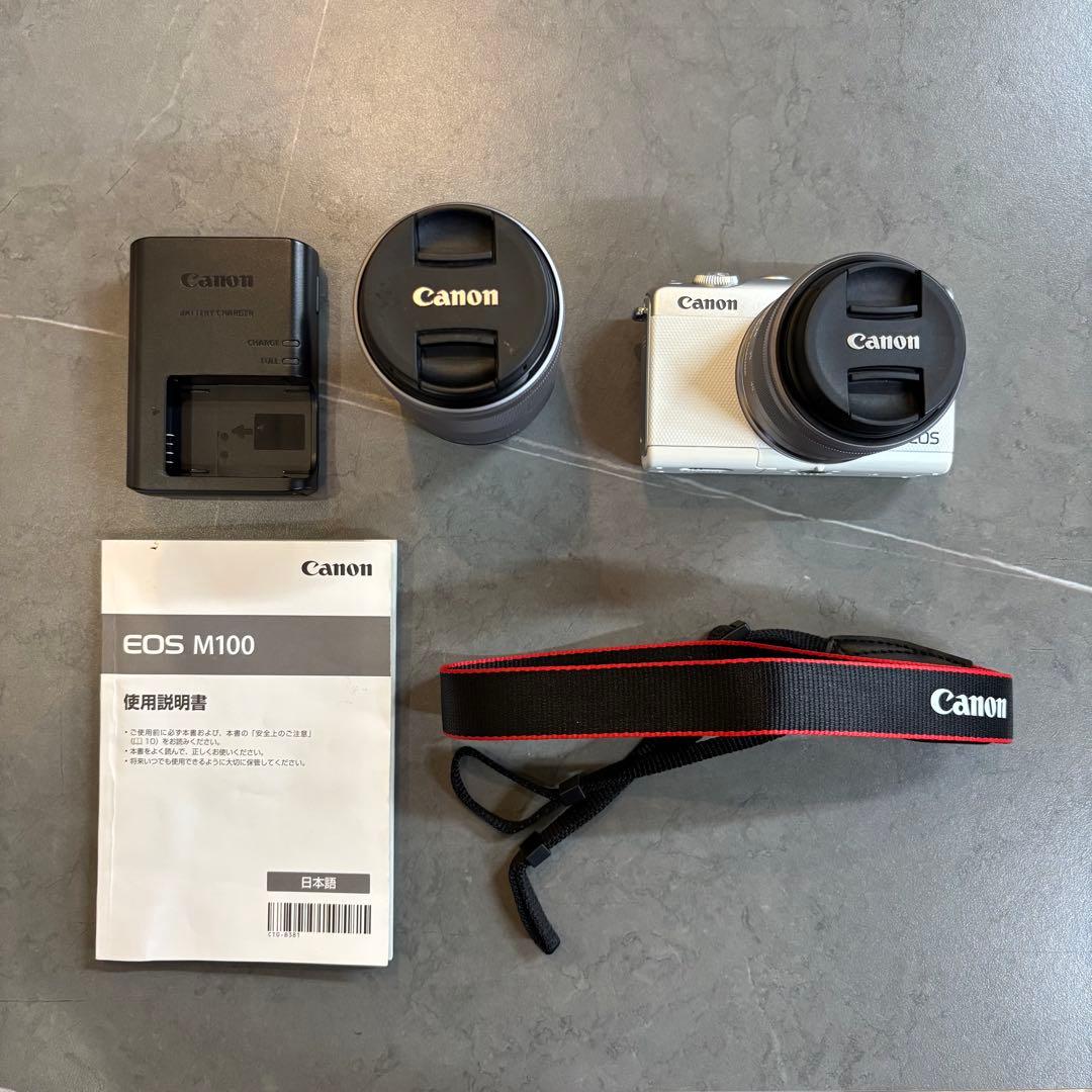 美品　Canon EOS M100 ホワイト Professional Canon EOS M100 Mirrorless Digital Camera with 15-45mm