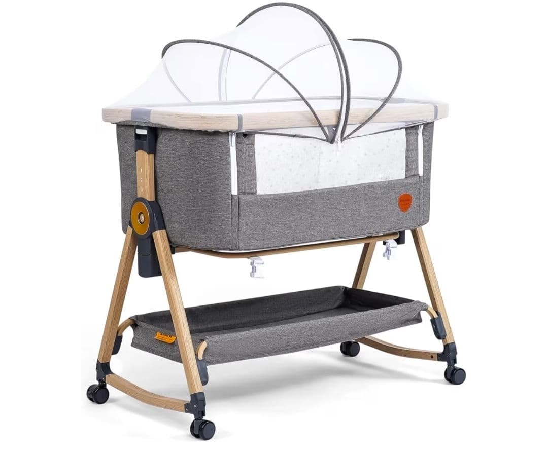 【ポチ様用】グレー ベビーベッド 収納付き折り畳み可能 ポチ様用】グレー ベビーベッド 収納付き折り畳み可能